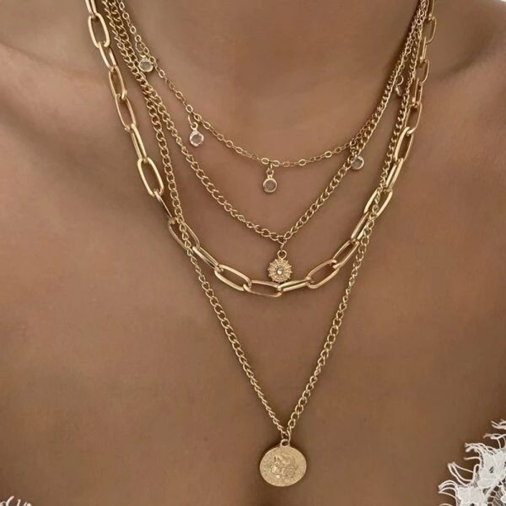 Layered Pendant Necklace Aesthetic - Collana con Pendente Ritratto in Stile