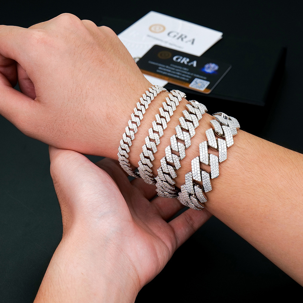 Cuban Link Chain 12Mm - Bracciale a Catena Cubana in Moissanite