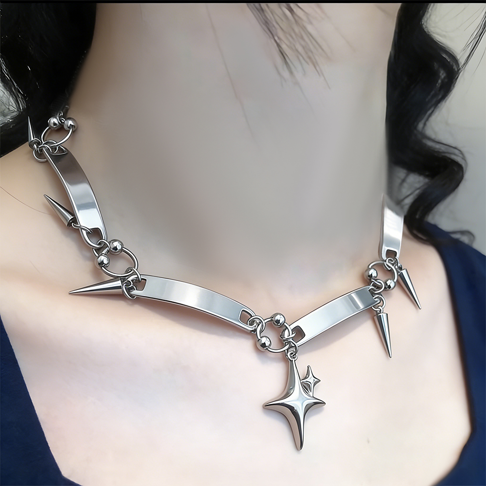 Goth Punk Spike Choker - Collana Choker Y2K con Stelle Rivettate,