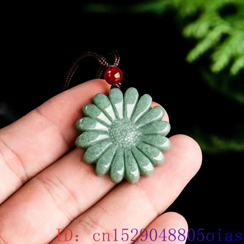 Necklaces - Collana con ciondolo girasole giadeite verde