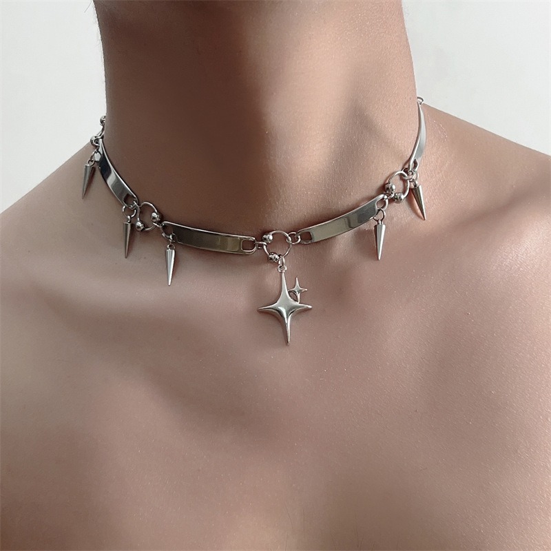 Goth Punk Spike Choker - Collana Choker Punk Hiphop in Acciaio