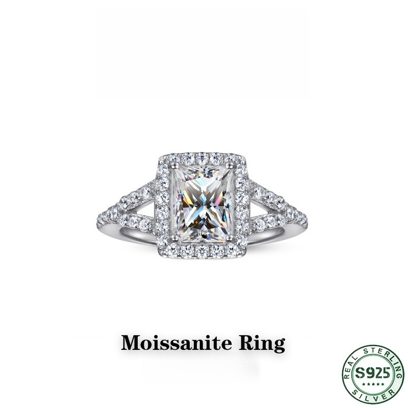 Moissanite Engagement Ring 1 Carat - Anello in argento 100% S925 con