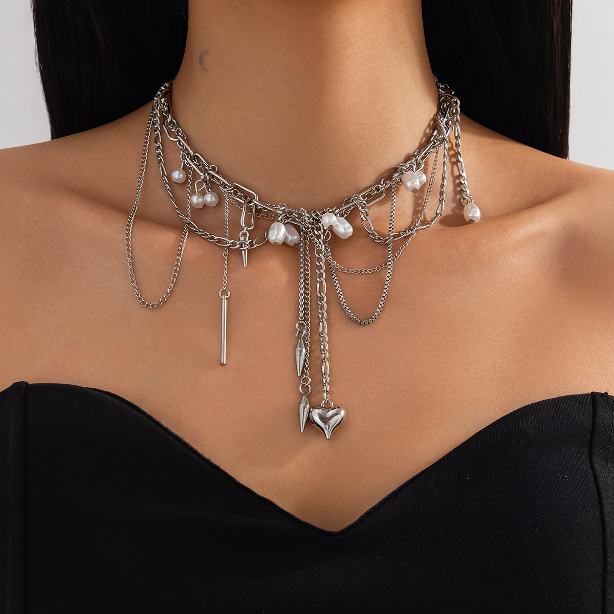 Pearl Choker Necklace Vintage - Collane Vintage con Perle Irregolari Imitate,