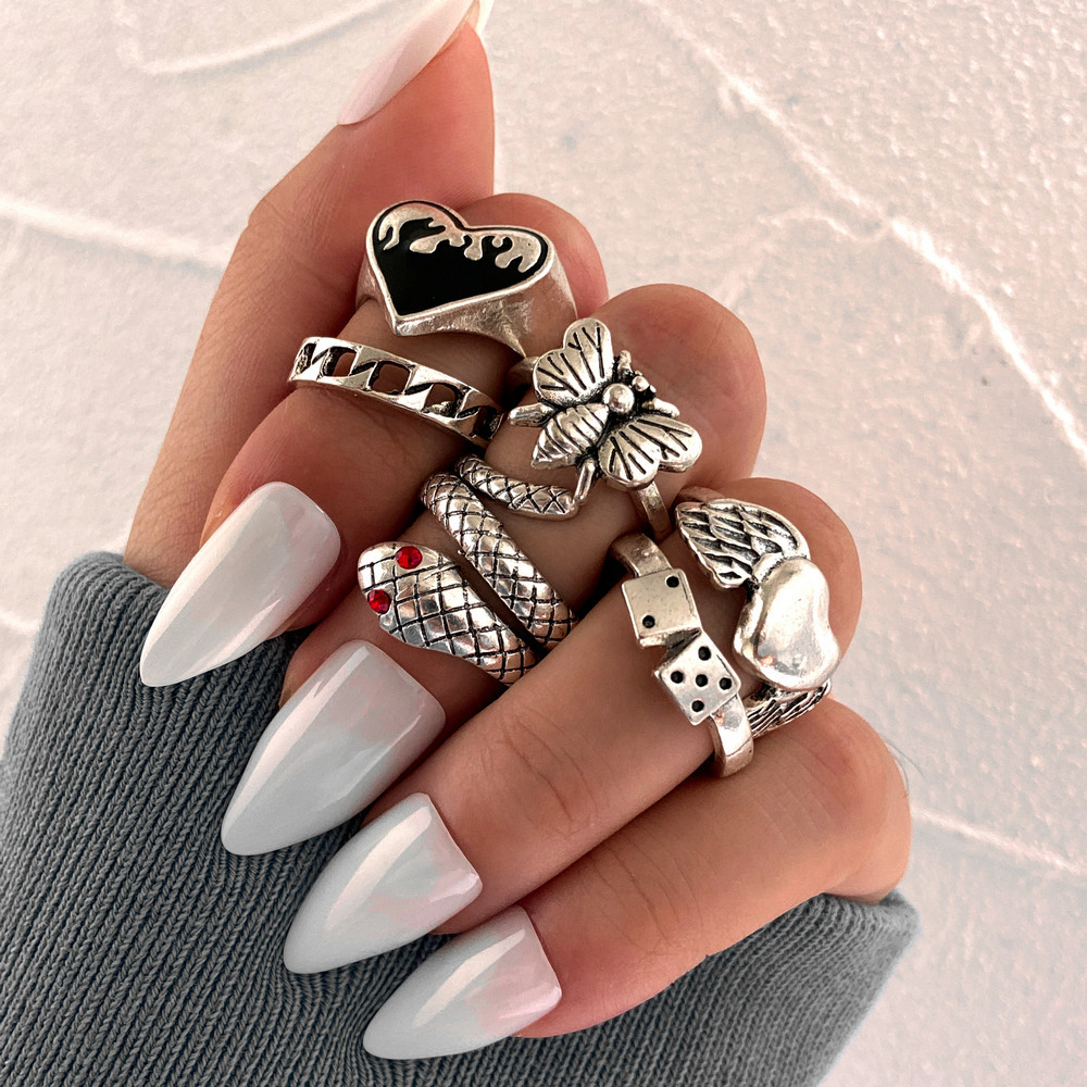 Vintage Punk Knuckle Rings Set - Set di 6 anelli vintage punk
