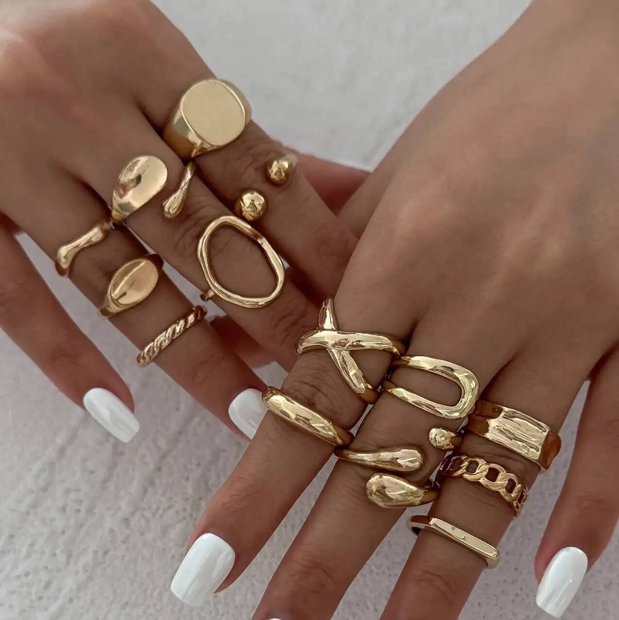 Vintage Punk Knuckle Rings Set - IngeSight.Z 14 Pz/set Hip Hop Punk