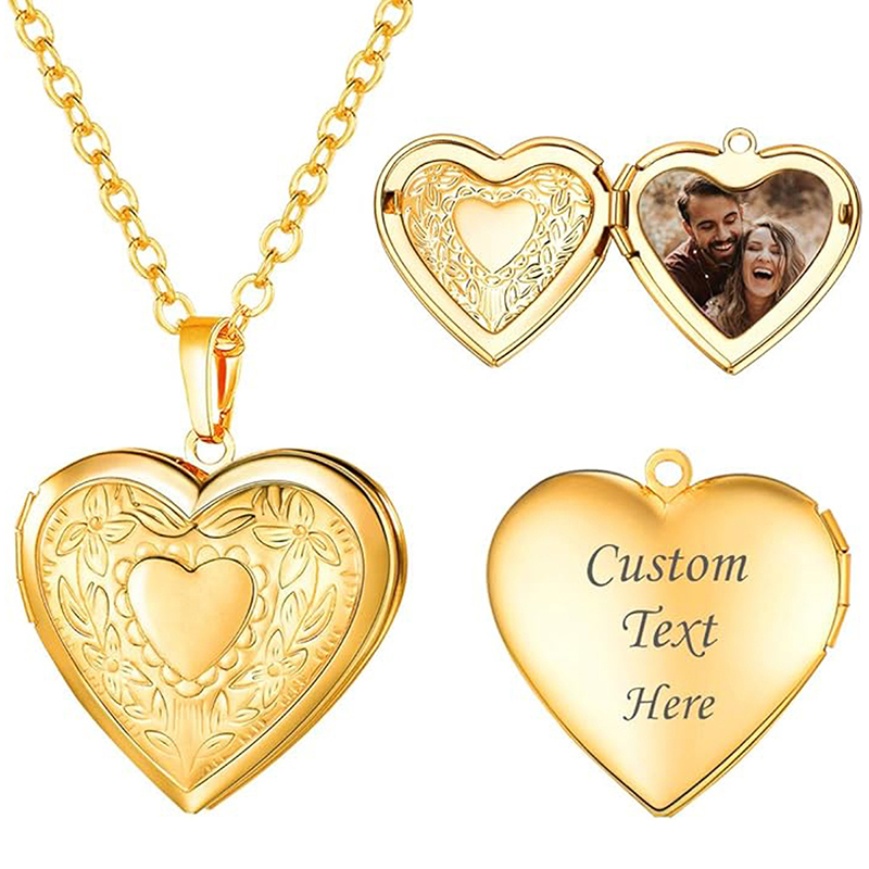 Heart Locket Necklace Photo - Collana con Ciondolo a Cuore Personalizzata,