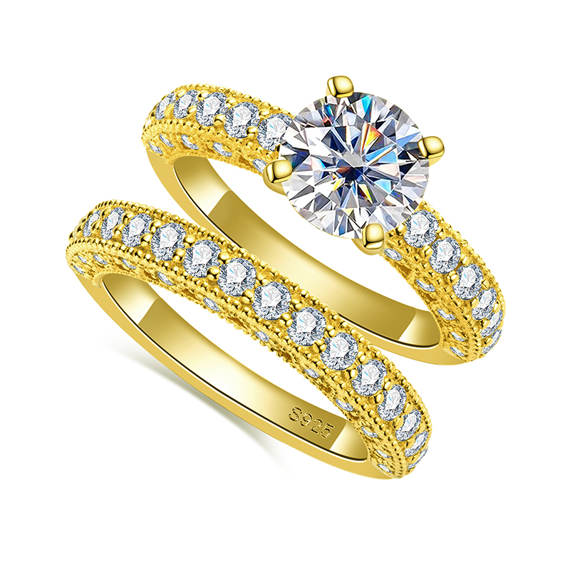 Moissanite Engagement Ring 1 Carat - Set di Anelli per Donna in