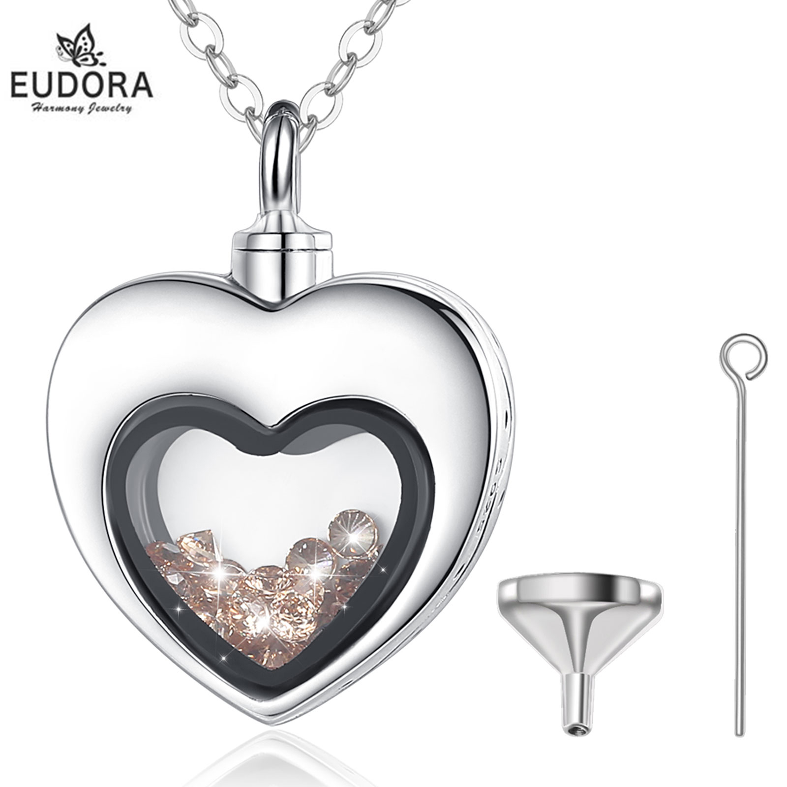 Heart Locket Necklace Photo - Eudora Argento sterling Cuore Medaglione Cuore