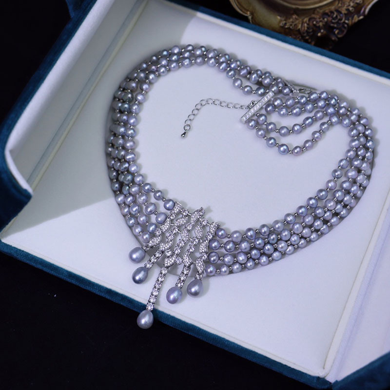 Pearl Choker Necklace Vintage - Collana di perle d'acqua dolce, girocollo