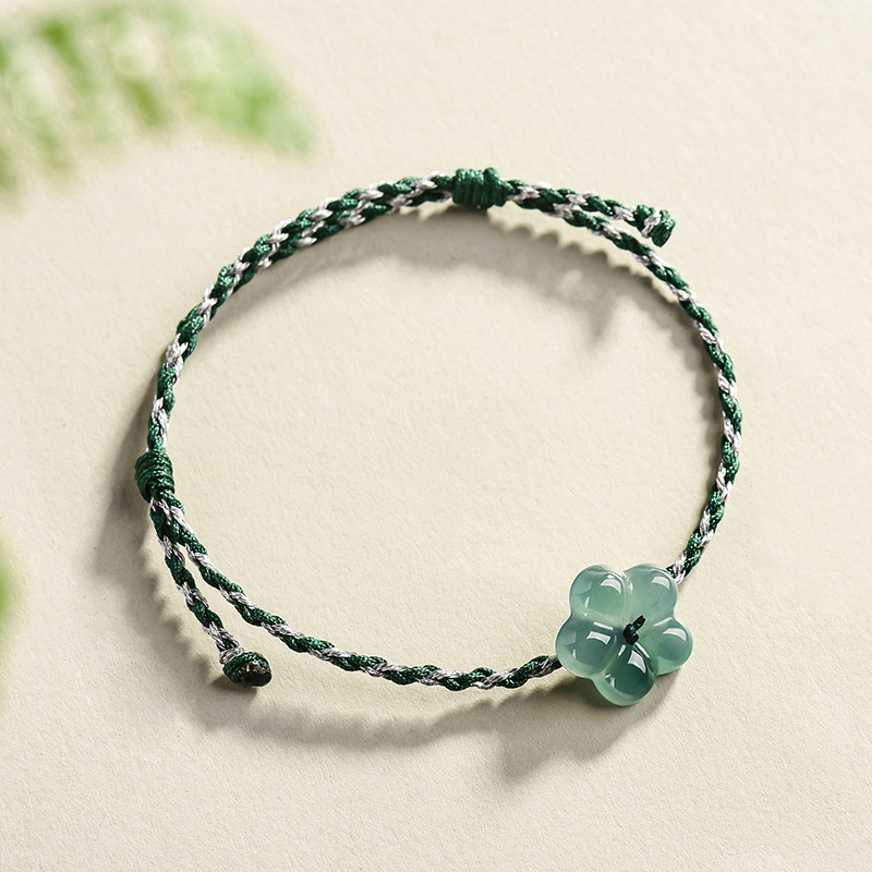 Bracelets - Bracciale con fiore in giadeite birmana,