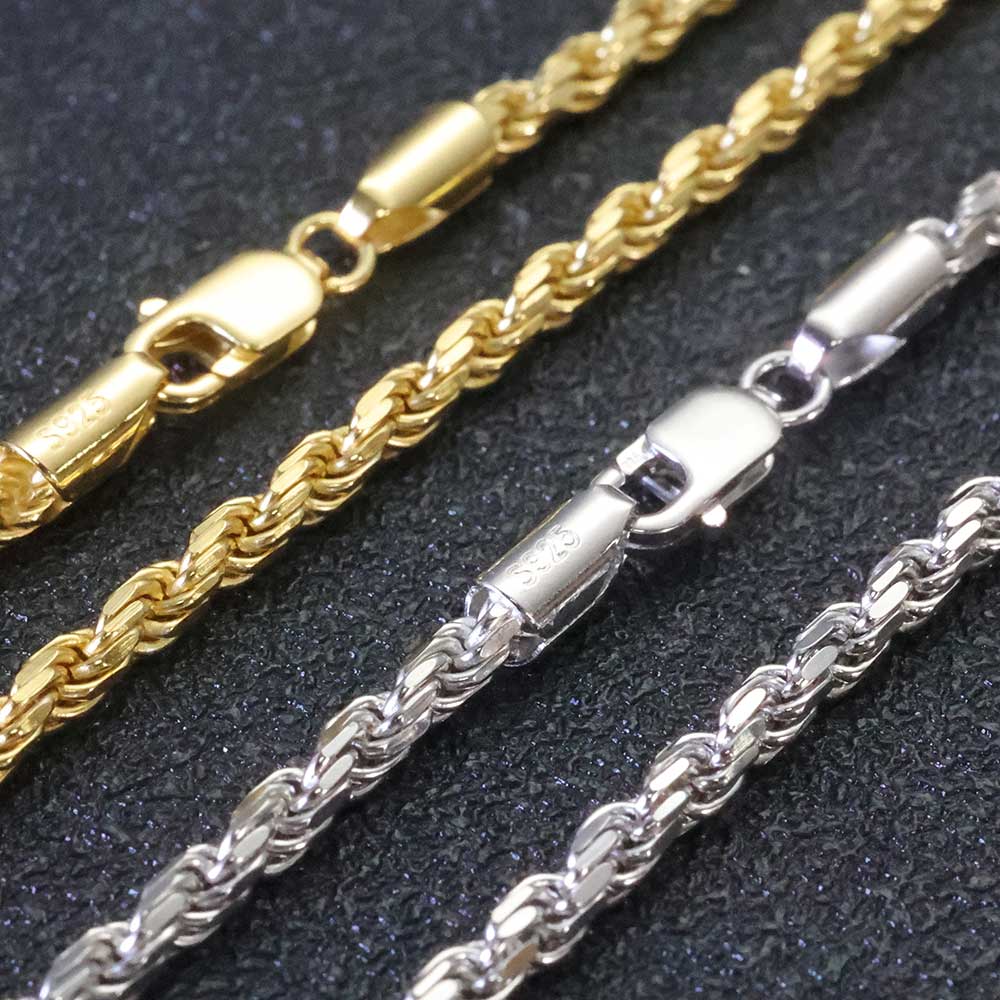 925 Sterling Silver Chain Necklace Men - ESKEEM 3MM/5mm Uomo Donna PVD 18k