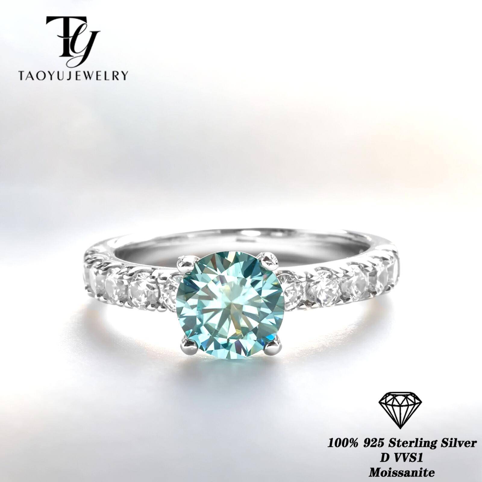Moissanite Engagement Ring 1 Carat - Anello Classico in Moissanite Blu da