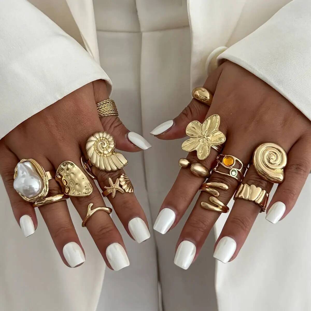 Vintage Punk Knuckle Rings Set - IngeSight.Z 14 Pz/set Hip Hop Creativo