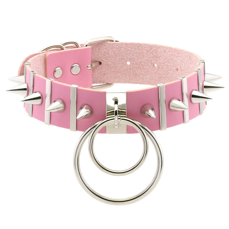 Goth Punk Spike Choker - Rosa Bondage Spike Girocollo Collo Punk