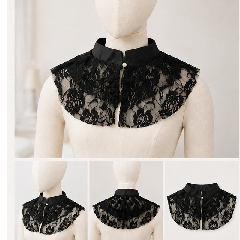 Necklaces - Elegante Colletto Finto in Pizzo Floreale