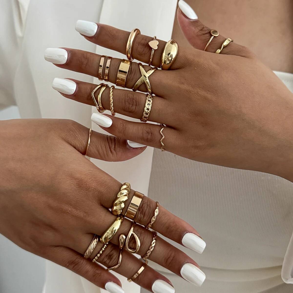 Vintage Punk Knuckle Rings Set - SHIXIN 24 Pz/set Alla Moda Geometria