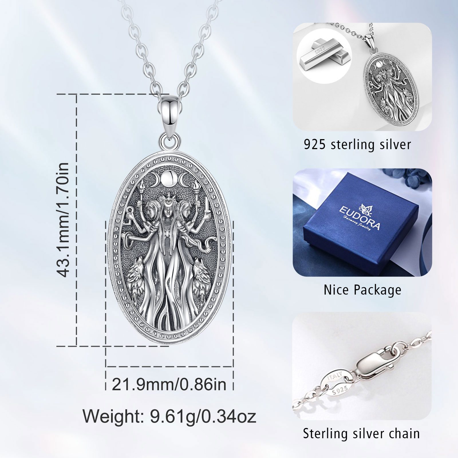 Eudora 925 Sterling Silver Tri - 925 Sterling Silver Chain Necklace Men recensione e prezzo