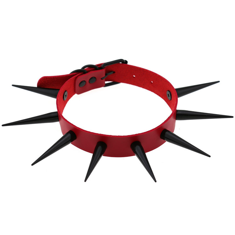 Red Long Spike Choker Punk Col - Goth Punk Spike Choker recensione e prezzo