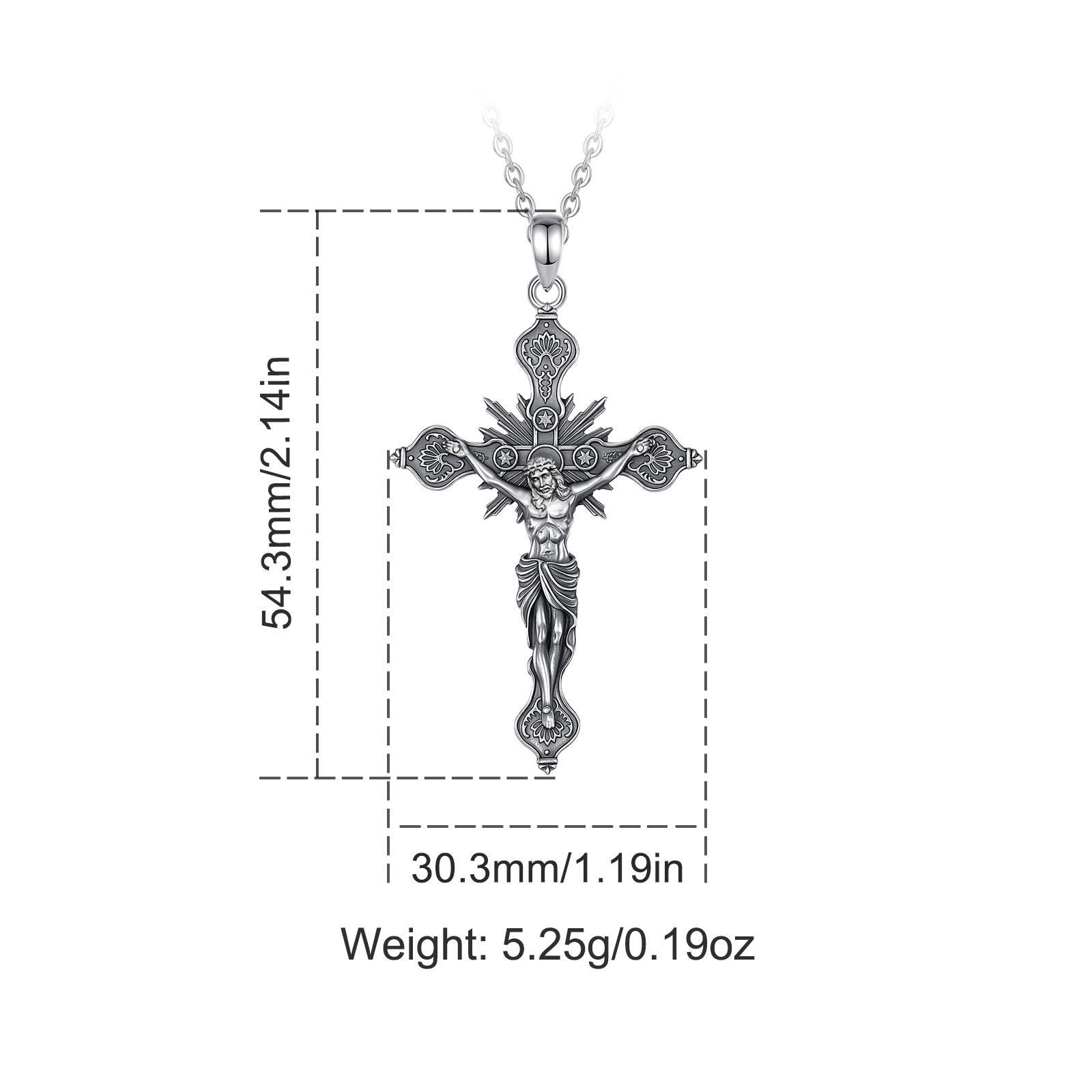 Eudora Nuovo Crocifisso Croce  - 925 Sterling Silver Chain Necklace Men recensione e prezzo