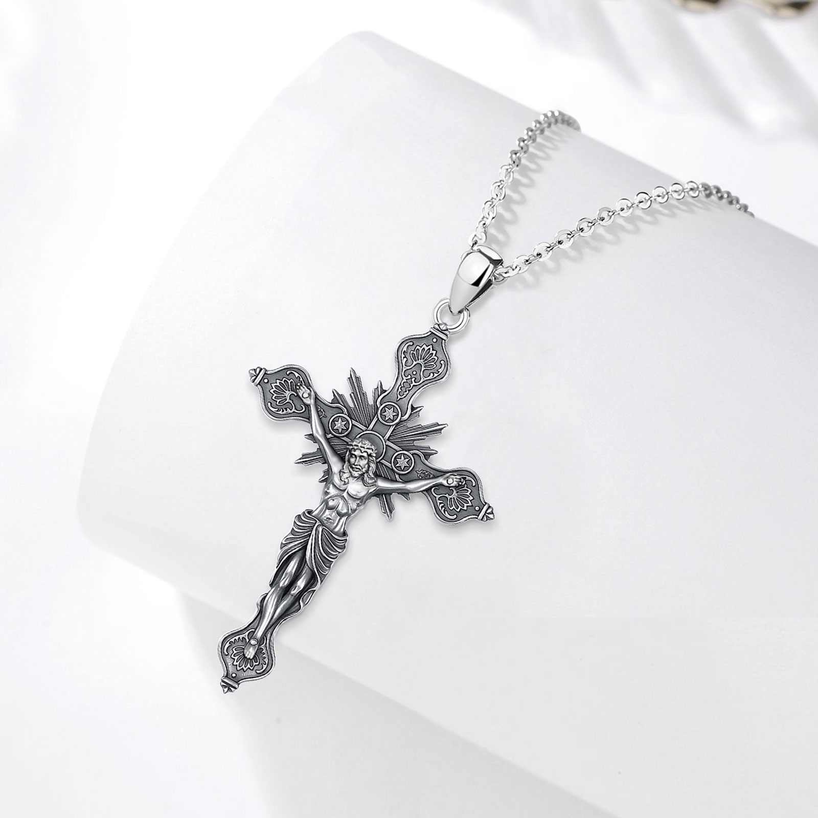 Eudora Nuovo Crocifisso Croce  - 925 Sterling Silver Chain Necklace Men recensione e prezzo