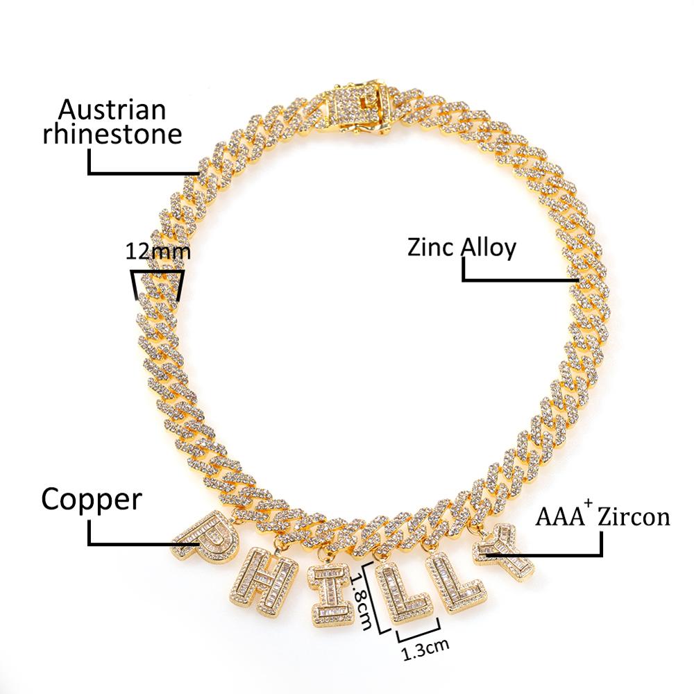 UWIN DIY Baguettecz Letter Nec - Cuban Link Chain 12Mm recensione e prezzo