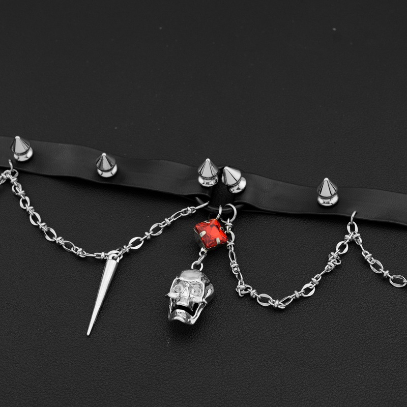 Girocollo in pelle con teschio - Goth Punk Spike Choker recensione e prezzo
