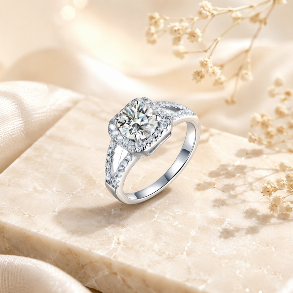 Anello con diamante moissanite - Moissanite Engagement Ring 1 Carat recensione e prezzo