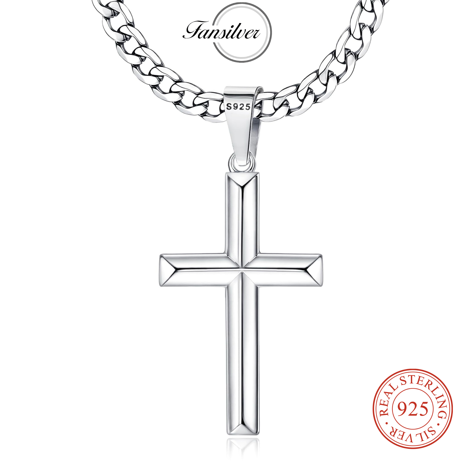 Fansilver Collana con croce in - 925 Sterling Silver Chain Necklace Men recensione e prezzo
