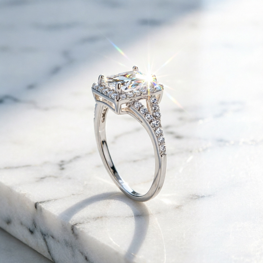 Anello in argento 100% S925 co - Moissanite Engagement Ring 1 Carat recensione e prezzo