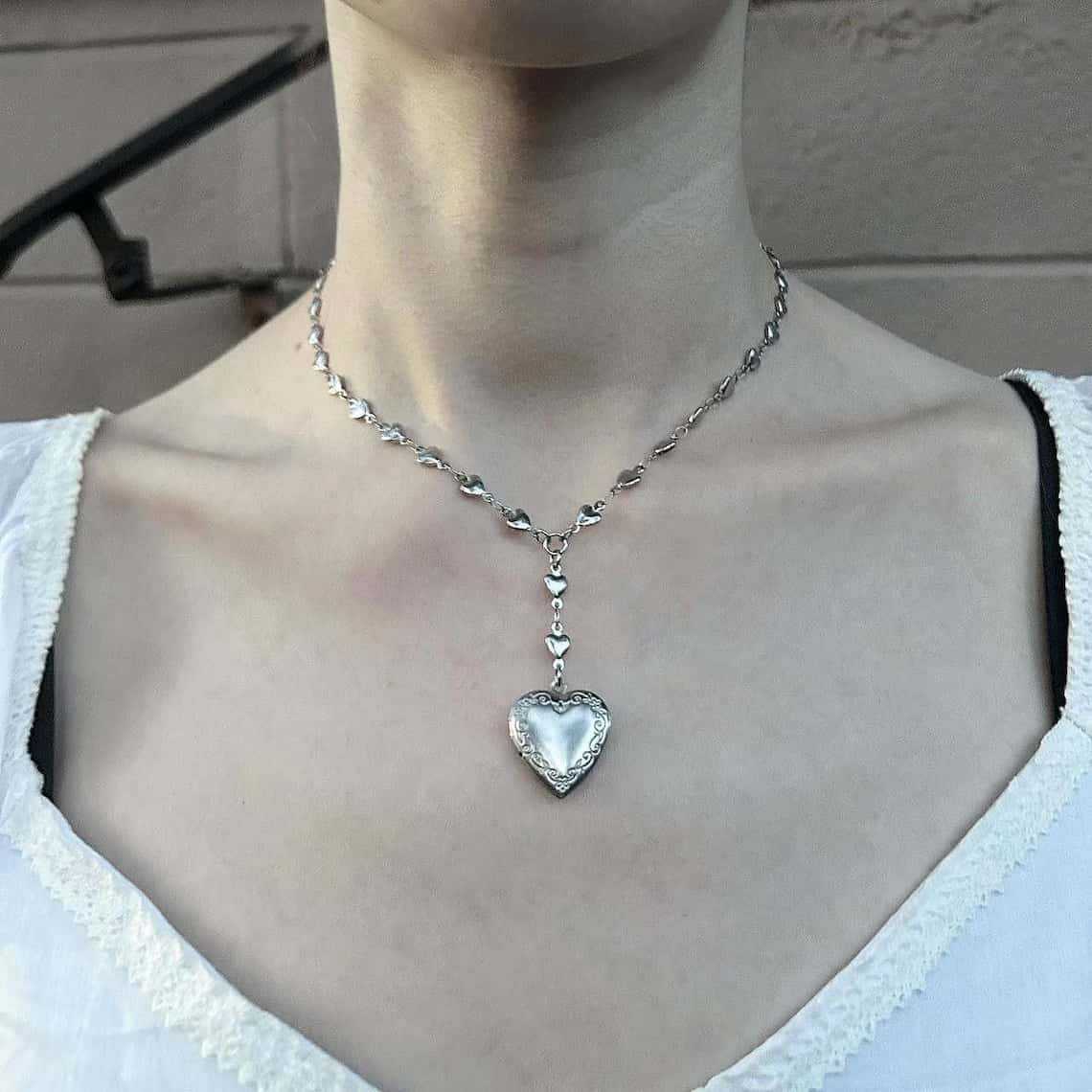 Collana a catena con rosario L - Heart Locket Necklace Photo recensione e prezzo