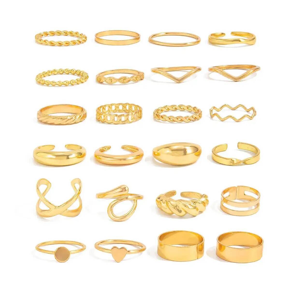KunJoe 24 Pz/set Alla Moda Geo - Vintage Punk Knuckle Rings Set recensione e prezzo